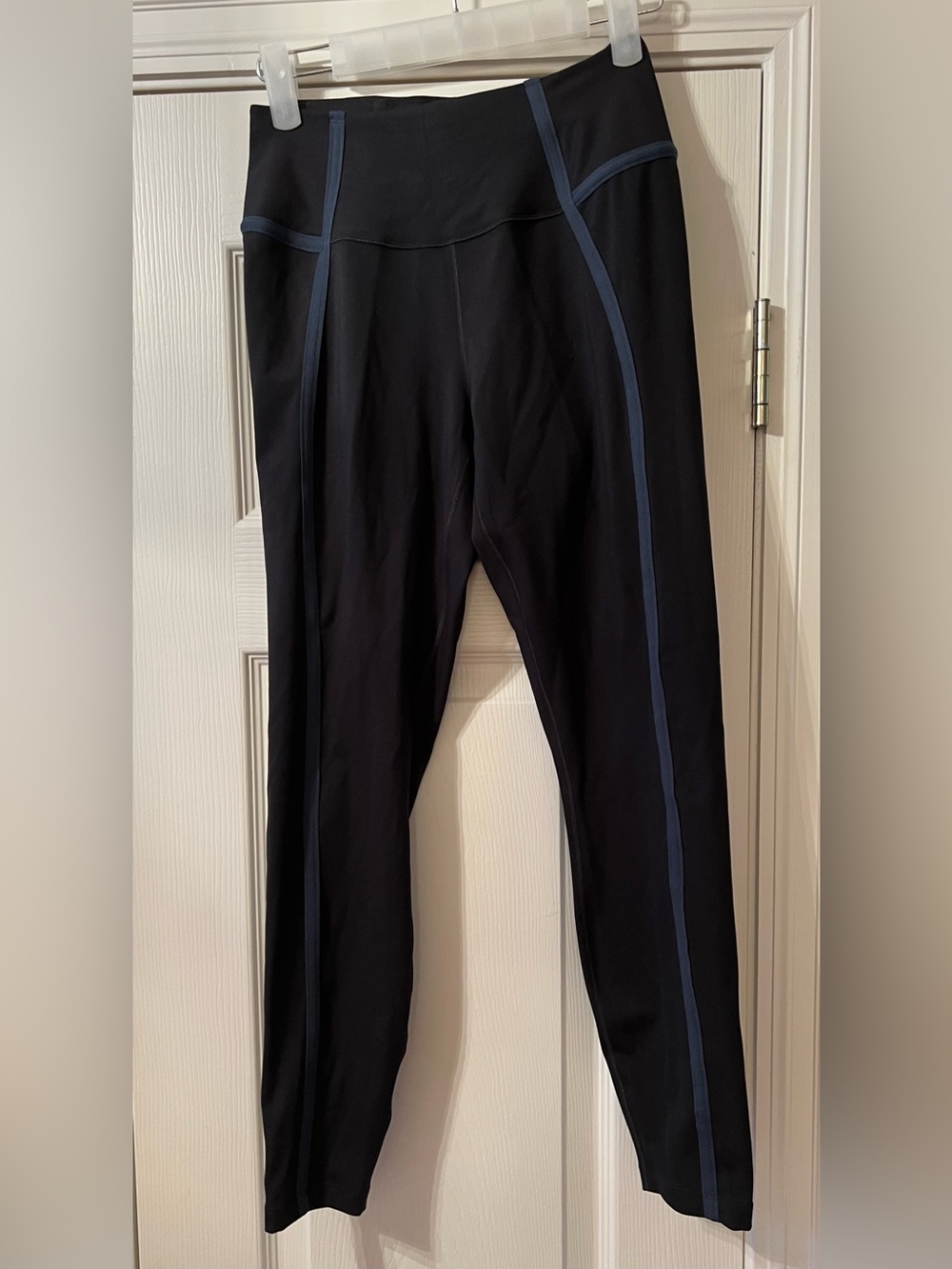 Black Leggings with Navy Side Stripe Dri-Fit